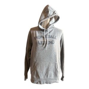 Gray Hoodie with 'PICKLEBALL LEGEND' Print medium drawcord